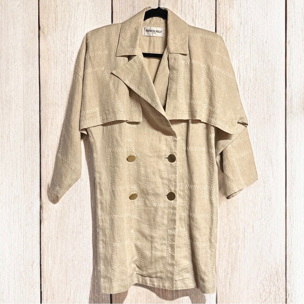 Vintage PATRICK KELLY Women’s 100% Linen Beige Jacket ~ Size 38 ~ MUSEUM WORTHY